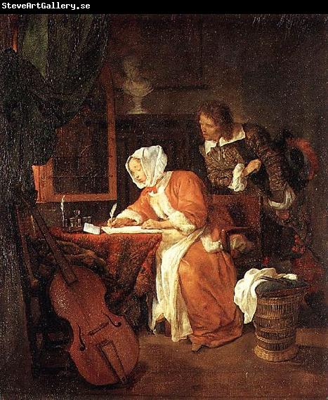 Gabriel Metsu The Letter-Writer Surprised